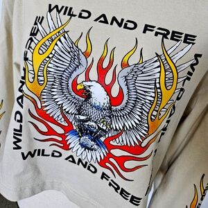 Wild and Free H&M long sleeve cotton cropped crew top sz small